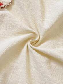 SHEIN Playful Pals Baby Girls' Countryside Embroidered Peter Pan Collar Bowknot Frill Cuff Long Sleeve Bodysuit, Autumn Fall Winter