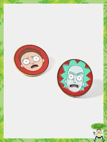 Rick and Morty X SHEIN Funny Cartoon Pattern Gold Chain Collar Clips - Multicolor - View 1