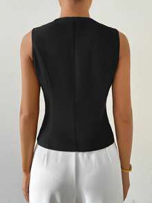 SHEIN Tall Chaleco casual de mujer de un solo pecho de unicolor y delgado