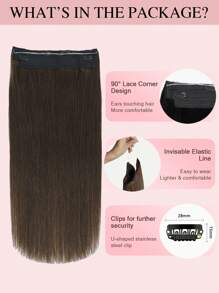 9AM Hair Halo Hair Extensions Real Human Hair 14-20 Inch Invisible Wire Hair Extensions Real Human Hair Dark Brown Hair Halo Extensions For Women Adjustable Wire Secret With Clips In Human Hair - S2 - View 2