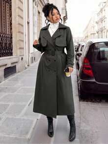 Vionelle Plus Size Women's New Autumn/Winter Long Windbreaker Jacket, Fashion Loose Niche Waterproof Outdoor Mid-Length Coat Women Trench Coat Long Rain Coat For Women Waterproof Trench Coat Women Outerwear Windproof Trench Coat Fall