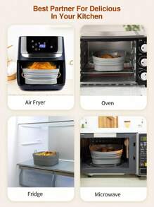 SHEIN Basic living 1pc Silicone Air Fryer Pot Liner Air Fryer Kitchen Air Fryer Liners Air Fryer Paper Airfryer Air Frier - Grey - View 7