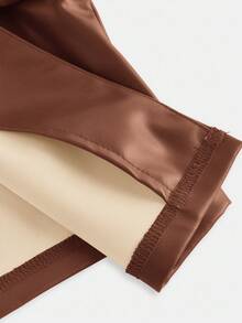 SHEIN Essnce 秋冬 PU 皮革街头休闲时尚百搭女士长袖夹克 - 棕色 - 查看 5