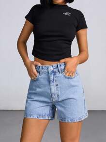 EURMUSE Women's Casual Versatile Denim Shorts With Pockets Shorts Womens Petite Women S Outfits Womens Set Womens Shorts Women S Clothes Women Clothing Y2k Woman S Summer Clothes Women S Bottoms - Light Wash - View 5