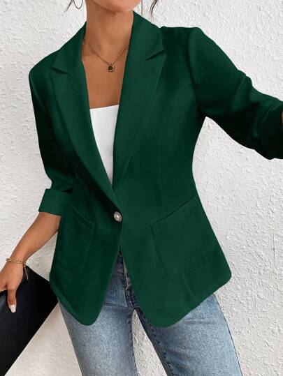 Chiquease Spring & Summer Casual Commuter Solid Color Lapel Neck Raglan Sleeve Fashion Blazer