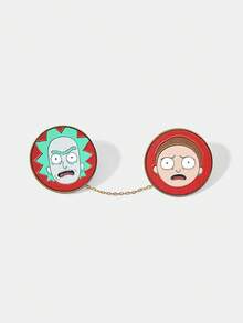 Rick and Morty X SHEIN Funny Cartoon Pattern Gold Chain Collar Clips - Multicolor - View 2