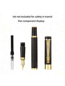 1 支 0.5 毫米磨砂黑色商务金属笔。适合日常书写、商务、办公室、学校和返校书法练习 - 黑色 - 查看 3