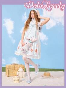 Dola Lovely Giày cao gót mũi vuông đế thô màu xanh dương dễ thương có họa tiết hoa bướm, ren ngọc trai giả và ngọc trai dành cho nữ, thích hợp làm quà tặng lãng mạn, cũng thích hợp cho các bữa tiệc, buổi tụ họp và Giáng sinh, Halloween, v.v. - Màu xanh lam - Xem 5