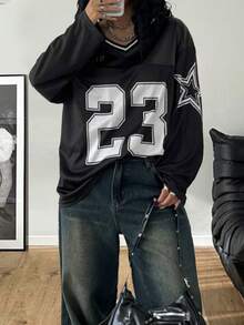 Coolane Modische Streetwear für Tween Mädchen, Farbblock, weite Langarm-Sweatshirts - Schwarz - Übersicht 5