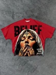 PAVTROS 男士圆领插肩袖字母图案休闲 T 恤，夏季 - 彩色 - 查看 3