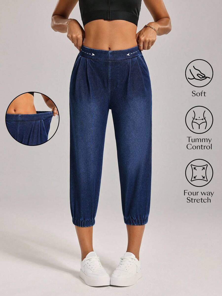 Flexra 女士褶裥设计休闲七分百搭牛仔裤