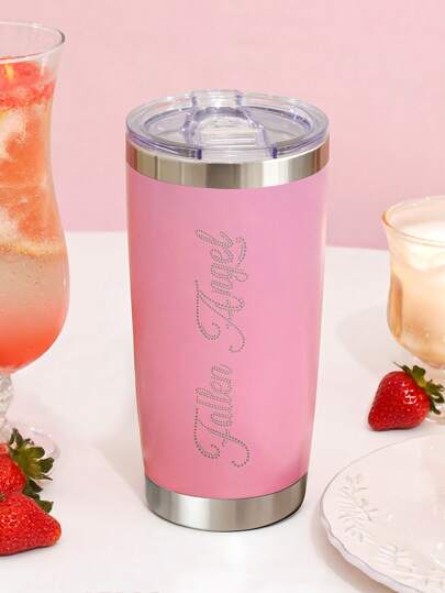 Fairycore 1pc Personalized Insulated Coffee Cup, Text Coffee Cup, Tea Cup With Lid, Fun Water Cup, Stainless Steel Travel Cup, Insulated Travel Cup With Lid, Personalized Gifts For Men'S And Women'S Birthdays