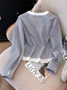 Franclia 条纹拼色休闲通勤简约风格女式上衣