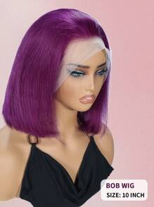 Purple Lace Front Bob Wigs Human Hair 180 Density 13X4 Transparent Lace Front Bob Wig For Women Healthy And Durable Hair Pre Plucked With Baby Hair Straight Bob Wigs