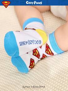 SUPERMAN X Cozy Pixies 5双柔软舒适的婴儿袜子，适合新生儿 - 彩色 - 查看 7