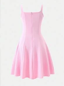 Pearl Embellished Fitted Camisole Dress In Pink - Pink - View 5