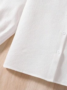 SHEIN Sparklyn Chemisier à manches longues boutonnée avec ourlet volant de couleur unie pour préadolescentes - Multicolore - Voir 6