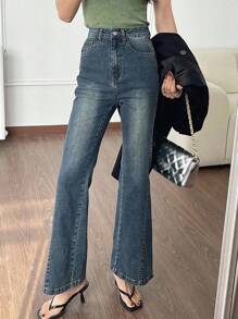 DAZY Women's Water Washed Flared Jeans - Medium Wash - View 2