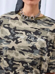COUREZ Short Sleeve Boxy Camo T-Shirt / Fall Women Clothes Y2K Casual Graphic Tees