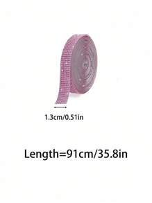 1pc Light Pink Self-Adhesive Diamond Crystal Rhinestone Tapes, 2mm Diamante For DIY Crafts, Phone & Car Decoration