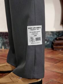 SWAVVY Men's Casual Solid Color Decorative Chino Pants - Dark Grey - View 7