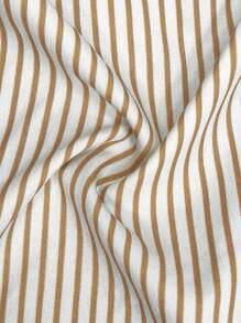 Manfinity Dauomo 男士条纹短袖单排扣休闲/商务衬衫 - 棕色 - 查看 5