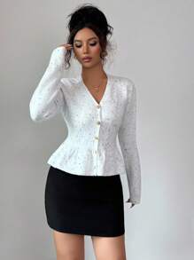 Rafferiza Nuevo cárdigan versátil de estilo coreano suave para mujer, otoño - Blanco - Ver 6