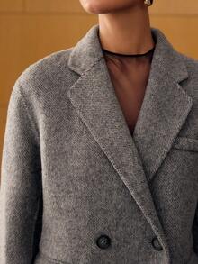 MOTF PREMIUM WOOL DOUBLE BREASTED OVERCOAT - Light Grey - View 3