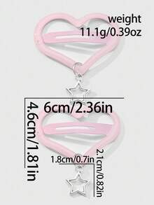 ROMWE Kawaii Bộ 2 kẹp tóc đính đá hình trái tim và ngôi sao lấp lánh màu hồng chất lượng cao dễ thương và đơn giản, thích hợp để đeo hàng ngày, làm quà tặng cho bé gái - Hồng - Xem 7