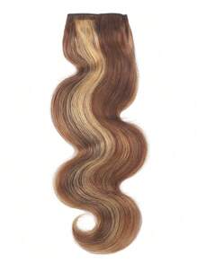 亮点夹式接发一体 5 夹雷米真人发金色混合棕色波浪人发假发夹发饰 - SP4/27 - 查看 5