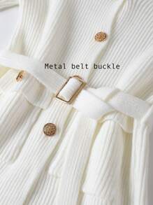 SHEIN Franclia Women's Solid Color Pocket Button Decor Long Sleeve Knitted Cardigan, Autumn/Winter Fall Cloth For Women - White - View 6