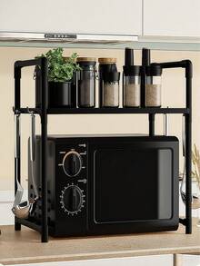 SHEIN 1pc Multi-Functional Countertop Storage Rack, Thickened Kitchen Microwave Oven Rack, Household Storage Shelf For Kitchen, Living Room, Bedroom Tabletop