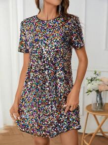 Ellevyn Sequin Keyhole Back Tunic Dress Prom Dress Date Night Dress