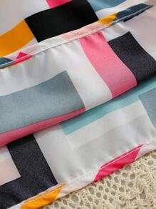 SHEIN Young Girl Geo Print Belted Dress - Multicolor - View 4