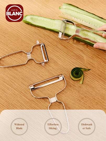 Madebyblanc 多功能不锈钢削皮器 - 三合一蔬菜水果削皮切片磨碎器 - 水果刨削器刮刀削皮器切菜器磨碎器 - 多功能厨房工具，适用于胡萝卜 - 土豆 - 猕猴桃 - 防滑手柄 - 易于清洁和悬挂 - 适用于家庭和商业厨房 - 食物准备 - 符合人体工程学的手柄 - 坚固的结构 - 可用洗碗机清洗 - 宿舍家居必备品 - 烹饪神器