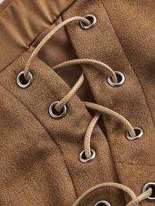 SHEIN MOD Asymmetric Hem Wrap Tie Front Camel Brown Bohemian Skirt,Western Wear Women,Vacation Outfits Woman,Hippie Western Clothes For Women,Brown Ruffle Skirt - Brown - View 3