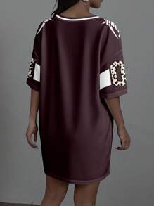 Slaydiva Plus Size Leopard Print Number 01 Graphic Casual Dress, Suitable For Summer Chic Dress - Multicolor - View 2