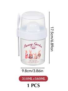 ROMWE Fairycore 1pc Salad Cup, Fruit Bento Box, Vegetable Salad Preservation Box, Office Lunch Box, Microwave Heating Portable,Bunny Print, Easter Pattern, Decoration - Multicolor - View 9