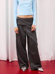 COUREZ Jeans boyfriend avec nœud papillon à la taille / Jeans taille basse Y2K pour femmes, vêtements d'automne, tenues de sortie, jeans taille basse