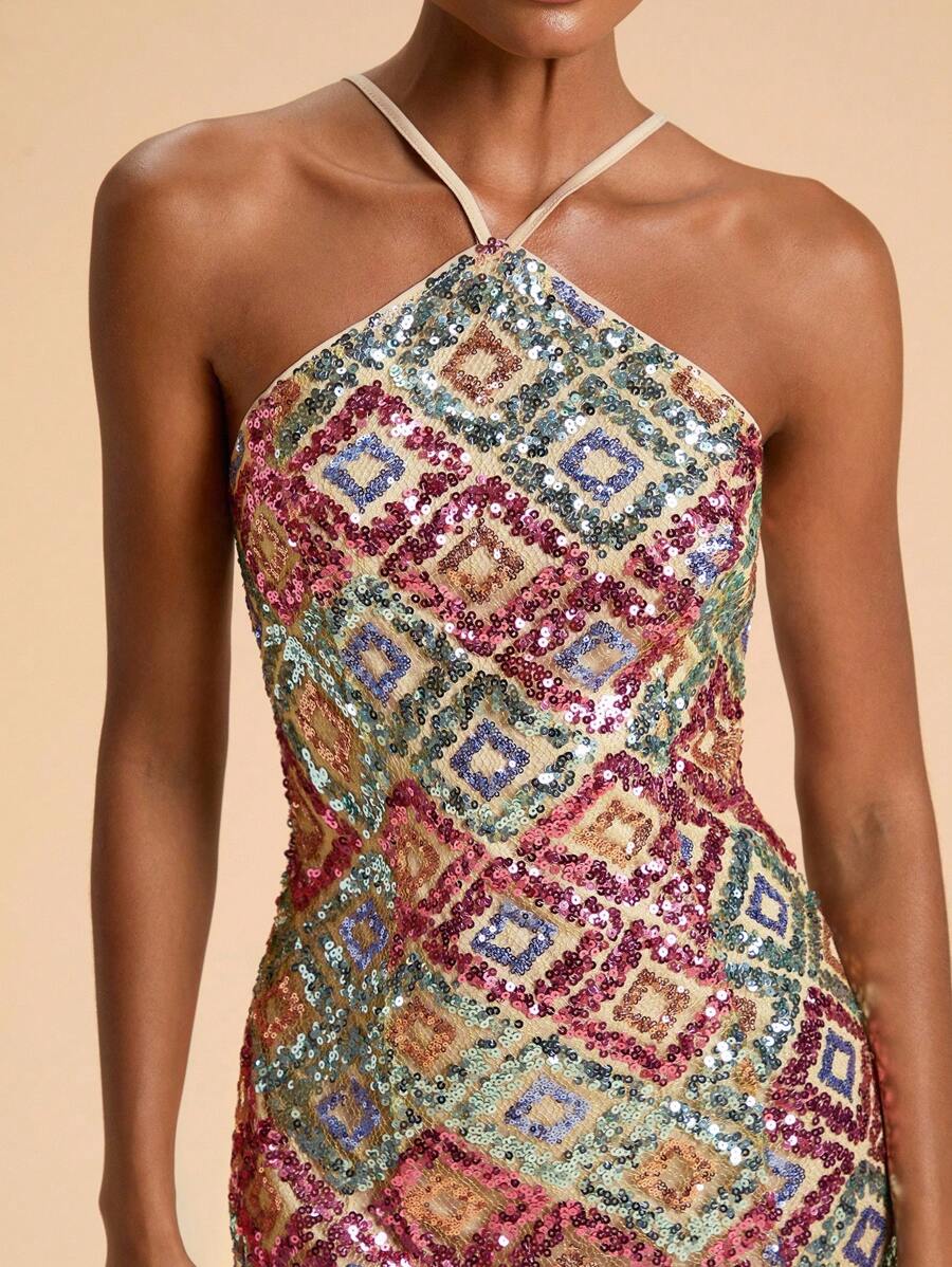 Travachic Váy ngắn đính sequin phối màu thời trang nữ cho kỳ nghỉ, trang phục mùa thu cho nữ, phong cách Bohemia, trang phục mùa thu cho nữ, thời trang mùa thu mới cho nữ, váy mùa thu cho nữ - Nhiều màu - Xem 1