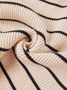 Ellevyn Casual Commute Striped Fitted Sweater In Fall/Winter,Winter Clothes For Women - Khaki - View 3