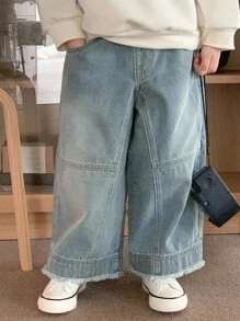 Hapijoa 秋季幼儿男童宽松直筒休闲牛仔裤 - 藍色 - 查看 5