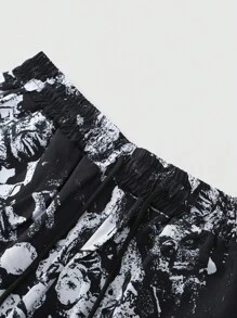ROMWE MEN Street Life Herren Lässig Hose mit Slogan Aufdruck, geeignet für Frühling/Sommer - Schwarz - Übersicht 6
