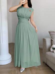 Feyla Váy không tay màu trơn thanh lịch dành cho nữ, mùa hè - màu xanh lá - Xem 6