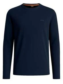 Hugo Boss Áo thun nam cổ tròn tay dài dáng rộng thoải mái - 404 Xanh đậm - Xem 4