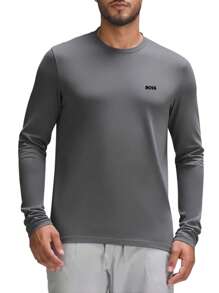 Hugo Boss 男士圆领长袖休闲宽松T恤 - 058 淺粉綠色 - 查看 1