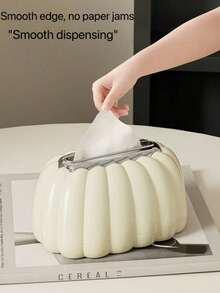 SHEIN 1 件南瓜形纸巾盒架（带弹簧）、桌面纸巾架、装饰纸巾盒（适用于家庭厨房卧室客厅餐厅）、创意纸巾收纳盒、家居装饰、浴室装饰、浴室收纳盒、夏季家居创意纸巾盒、办公室客厅 - 彩色 - 查看 3