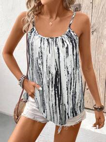 EMERY ROSE Regata Casual com Estampa Gráfica e Listras Coloridas para Mulheres - Multicolorido - Visão 5