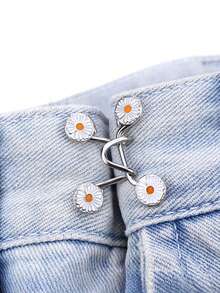 2 件/6 件雏菊图案休闲舒适女式可调节腰部纽扣，无钻裙腰部延长器，可拆卸腰带，适合牛仔裤夏季、学校 - 彩色 - 查看 5