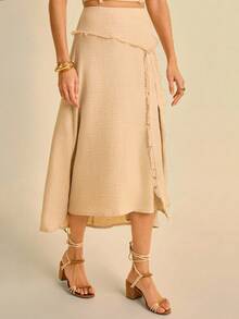 CAJUNI Fustă casual cu crăpături înalte pentru femei